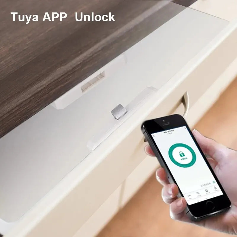 Smart Drawer Lock Tuya APP/EM Card Unlock No Hole File Cabinet Furniture Electronic Keyless Invisible NFC Sensor Locks Switch