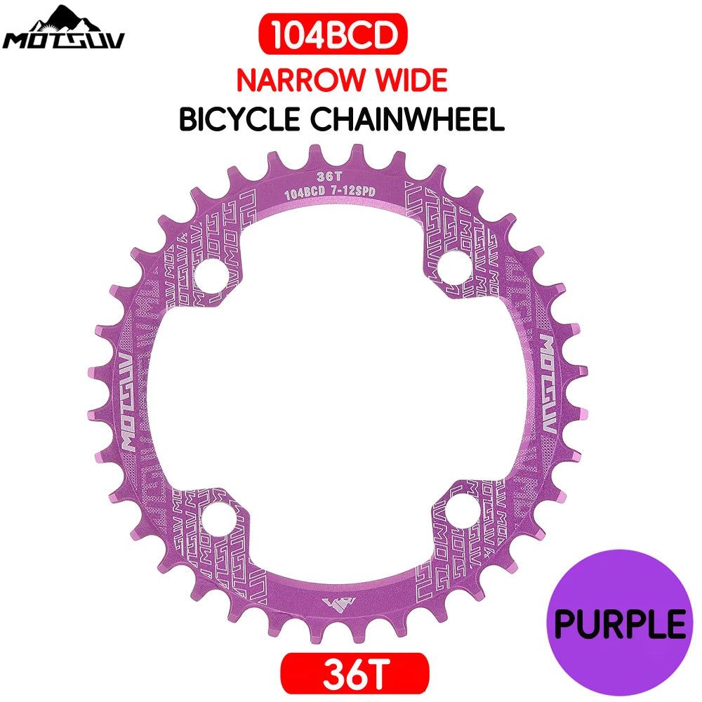 Bicycle Crank 104BCD Round Shape Narrow Wide 32T/34T/36T/38T MTB Chainring Bicycle Chainwheel Bike Circle Crankset Single Plate