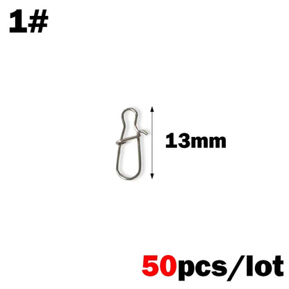 OUTKIT 50PCS Stainless Steel Pin Swivel Fishing Accessories Connector Lure Clip Rolling Swivels Sea Fishing Tackle