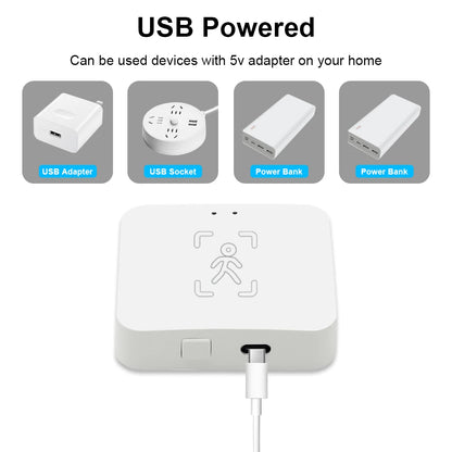 Detector de presencia humana Tuya Zigbee Smart Life MmWave Radar PIR Sensor de movimiento con detección de distancia de luminancia Monitor de respiración