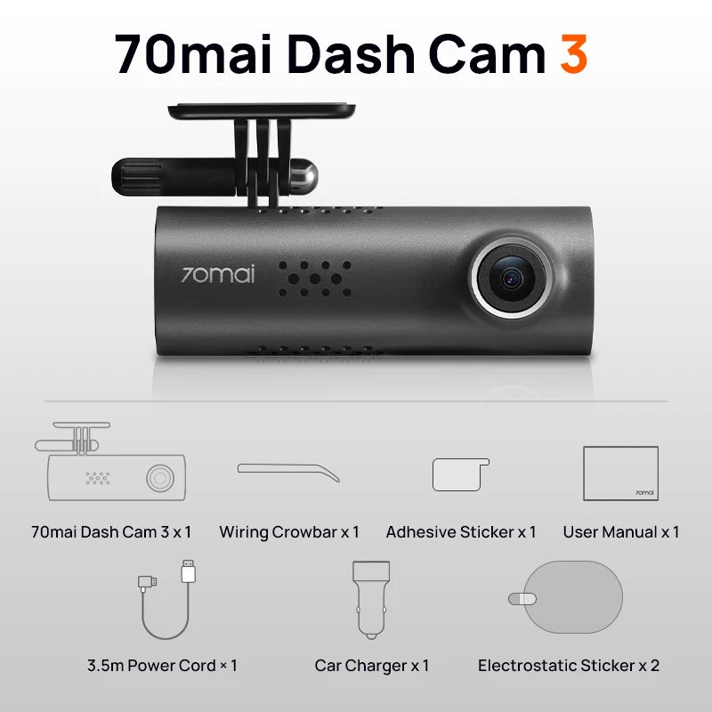 70mai Smart Dash Cam 3 M200 Voice Control 1080P 130FOV Wifi 70mai Car DVR Car Recorder Auto Recorder Wifi Parking Monitori