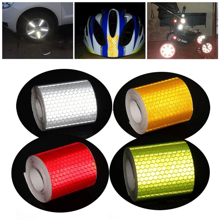 5cm*3M Reflective Car Stickers Outdoor Waterproof Warning Tapes White Red Fluorescent Yellow Reflectors Safety Strip For Bicycle