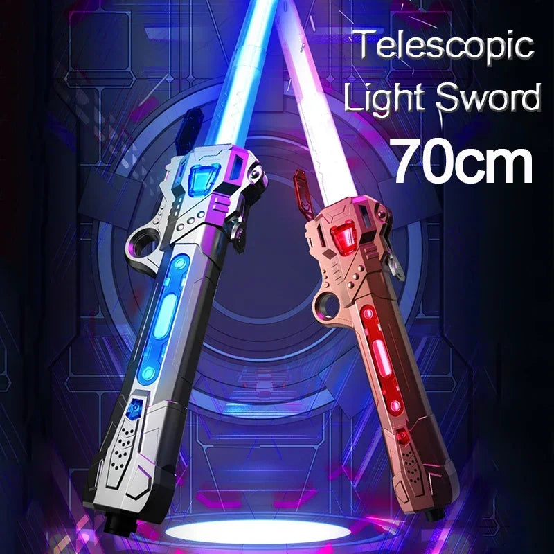 Children Colorful Glowing Sword Toys Telescopic Music Laser Sword 2-in-1 Rotating Decompression Toy Light Sword Kids Adult Toys