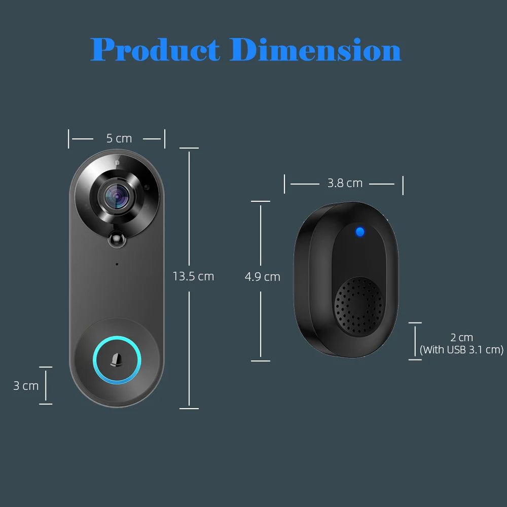 1080P Wireless Video Doorbell Camera WiFi Smart Door Bell Tuya Smart Home Security Motion Detect Night Vision Intercom Doorbell