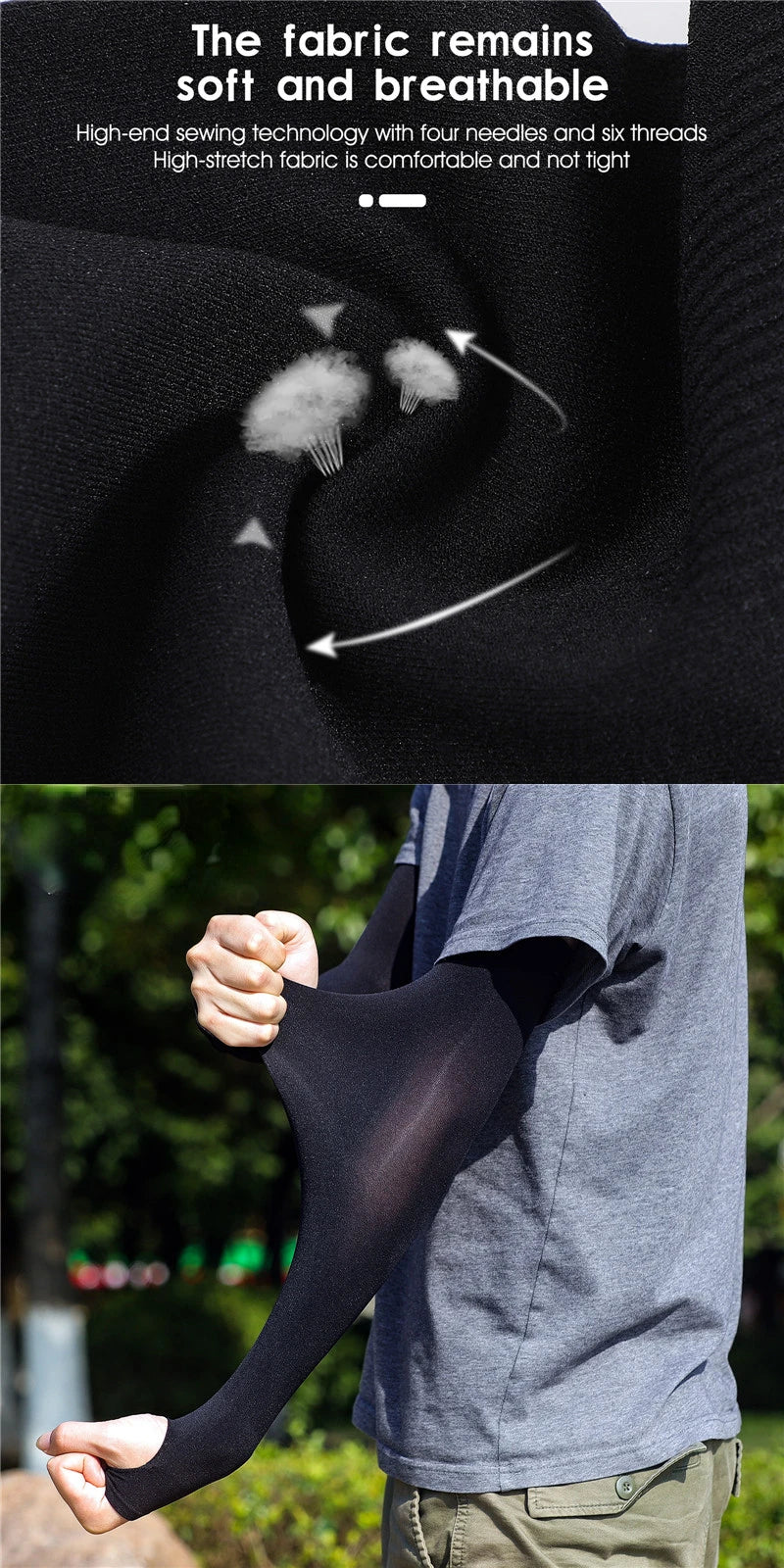 1 Pair Summer Finger Sleeve Ice Cool Wearing High Elastic Elbow Spring Outdoor Riding Fingerless Fishing Custom Ice Silk Sleeve