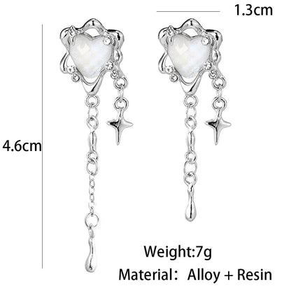 Ladies Tassel Earrings Moonstone Love Romantic Surround Light Extravagance High Sense Mangxing Earrings Trend Su Earrings