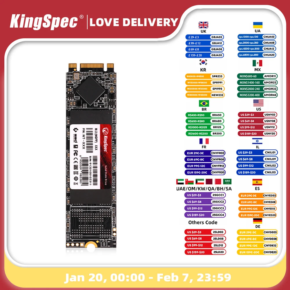 KingSpec M.2 SSD NGFF 128GB 256GB 512gb 1TB 2TB M2 SATA SSD 2280 SATA3 6Gb Internal Solid State Drive Hard Disk for Laptop