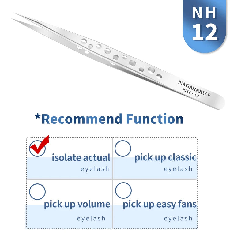 NAGARAKU Eyelash Extension Tweezers Makeup Stainless Steel Eyelash 3D accurate Clip