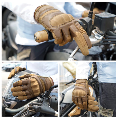 Guantes tácticos de cuero PU con pantalla táctil para ciclismo, de carcasa dura, para senderismo, combate, caza, airsoft, conducción, bicicleta, antideslizantes