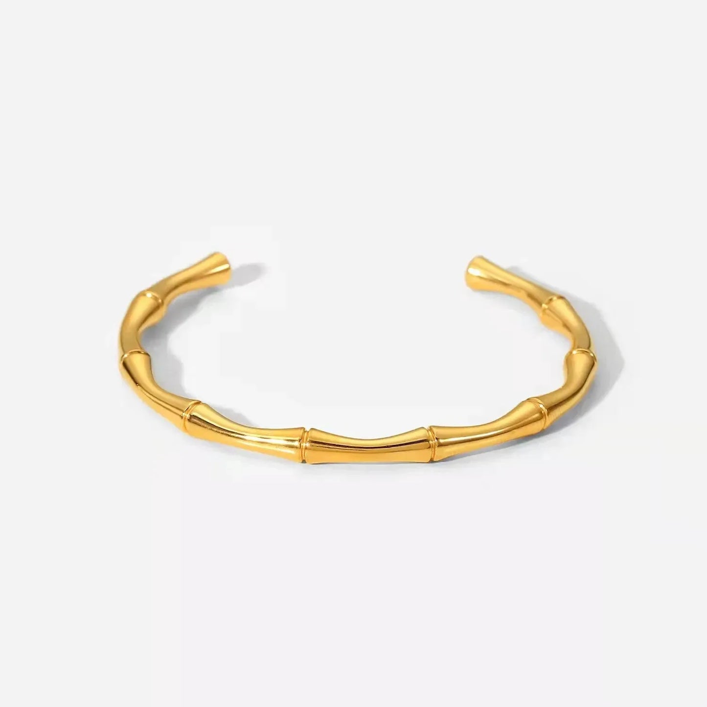 Pulsera de acero inoxidable con diseño de bambú en color dorado y con diseño de unión para mujeres y hombres, regalo romántico para fiestas, joyería de moda