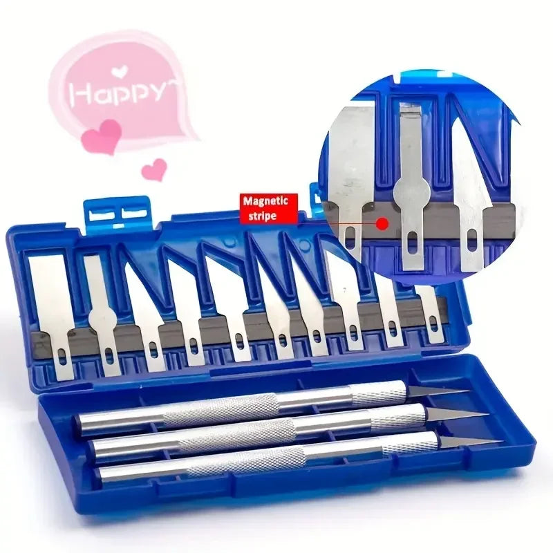 13pcs Aluminum Alloy Carving Knife Tool Set - Perfect For Paper-cut, Handcraft & Model Making!