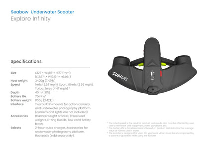 Scooter submarino Sublue Navbow de 75 minutos, 4,47 mph, motor dual, 40 m, equipo de buceo, hélice submarina para buceo con esnórquel