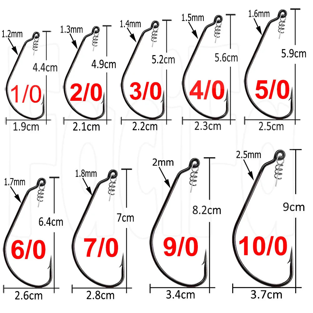 20pcs Wide Gap Worm Fishing Hooks Jig Crank Big Bass Hook Black High Carbon Steel Crank Barbed Hook for Soft Fishing Lure