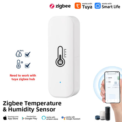 Tuya WiFi or ZigBee Temperature and Humidity Smart Home Thermometer Hygrometer APP Remote Alarm Work with Alexa Google Home