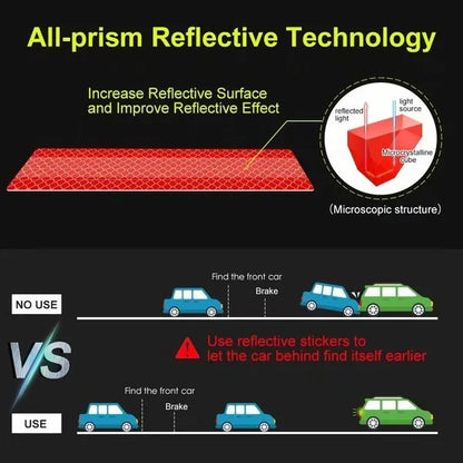 Adhesivo reflectante para coche, cinta de seguridad de advertencia anticolisión, adhesivo reflectante para maletero de automóvil, reflectante nocturno