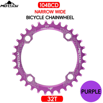 Bicycle Crank 104BCD Round Shape Narrow Wide 32T/34T/36T/38T MTB Chainring Bicycle Chainwheel Bike Circle Crankset Single Plate