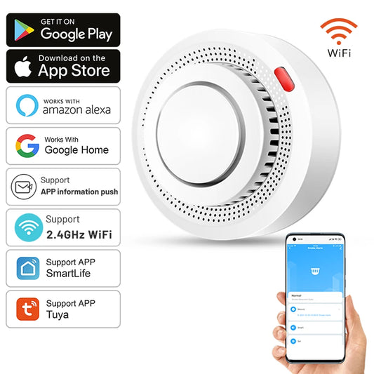 Alarma de humo WiFi Tuya Detector de humo de protección contra incendios Casa de humo Alarma contra incendios combinada Sistema de seguridad para el hogar Bomberos