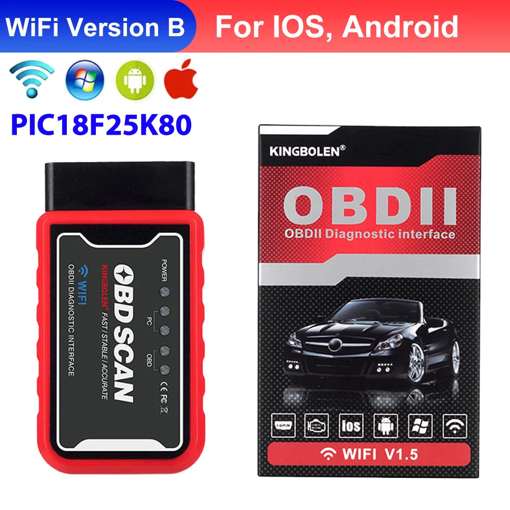 ELM327 V1.5 Car Code Reader BT WiFi ELM 327 PIC18F25K80 Chip OBDII Diagnostic Tool For iPhone/Android PK ICAR2 OBDSCAN Scanner