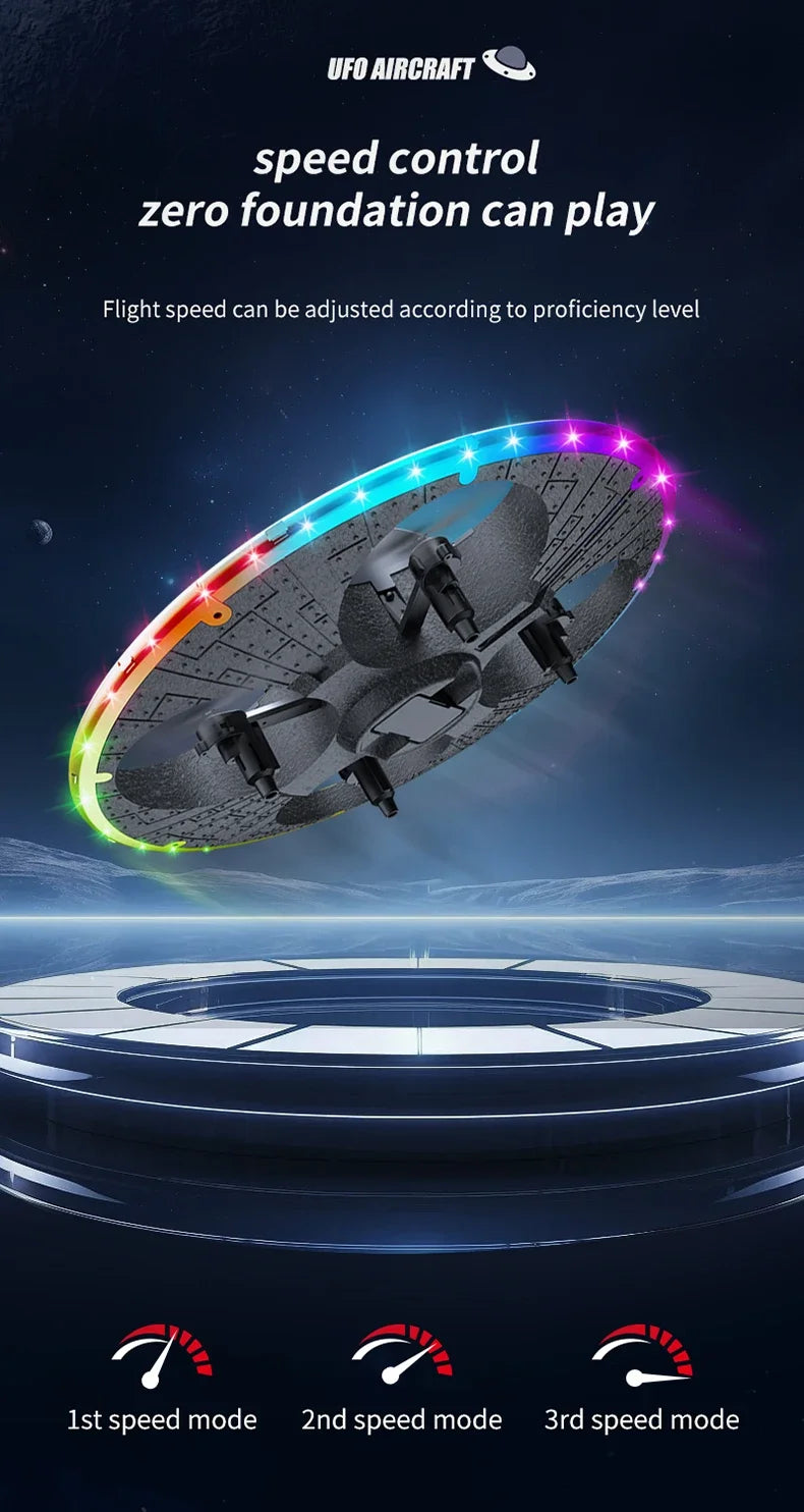 For Xiaomi Obstacle Avoidance Remote Control Dazzling Alien UFO Lighting Controllable HD Camera Toy Aircraft