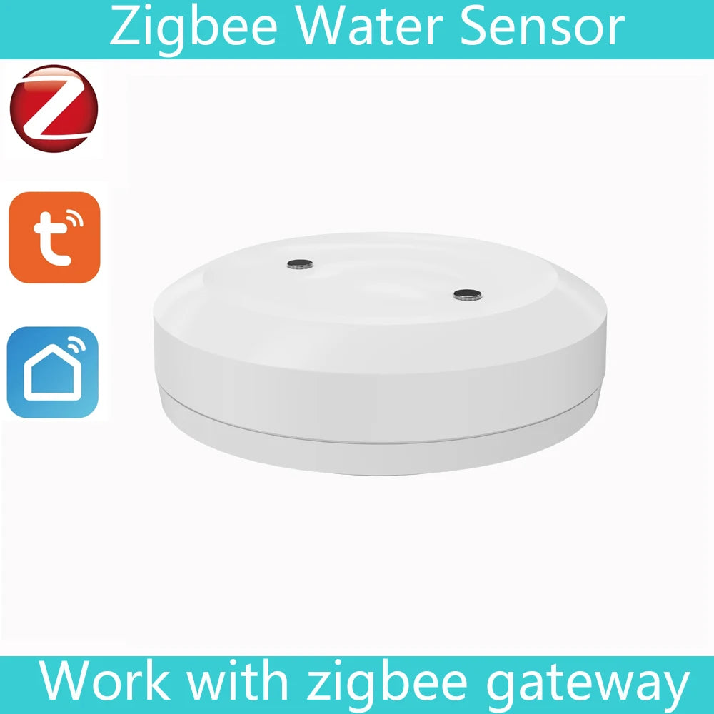 Sensor de inmersión de agua Zigbee Sensor de fugas Smart Life Aplicación de alarma de conexión de agua Detector de fugas de agua Tuya