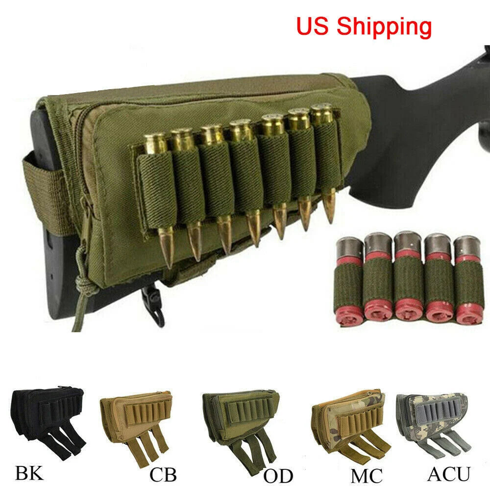 Tactical Muti-functional Hunting Zipper Rifle Buttstock Pack Bag Cheek Pad Rest Shell Mag Ammo Pouch Pocket Magazine Bandolier