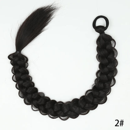 Extensiones de cola de caballo trenzada sintética larga con banda de goma, extensiones de cabello trenzado de boxeo de 24 pulgadas para uso diario de mujeres