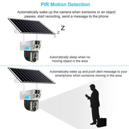 8MP 4K Wireless Solar Camera 4G Sim Outdoor Dual Lens Wifi IP Camera PIR Night Vision V380 Pro CCTV Security Protection Monitor