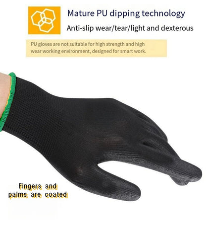 10 Pairs Durable Safety Gloves - Anti-Slip, Wear-Resistant, ESD Protection for Gardening & Woodworking