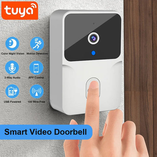 Timbre de puerta con vídeo WiFi Tuya, cámara HD inalámbrica, alarma por infrarrojos, timbre de puerta inteligente de seguridad para el hogar, intercomunicador WiFi para el hogar