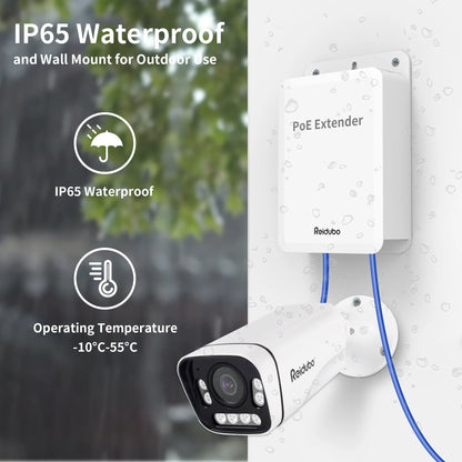 5 Ports Outdoor PoE++ Gigabit Extender, 1 in 4 Out PoE Repeater with 1000Mbps, IEEE802.3af/at/bt Compatible, IP65 Waterproof