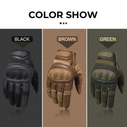 Guantes tácticos de cuero PU con pantalla táctil para ciclismo, de carcasa dura, para senderismo, combate, caza, airsoft, conducción, bicicleta, antideslizantes