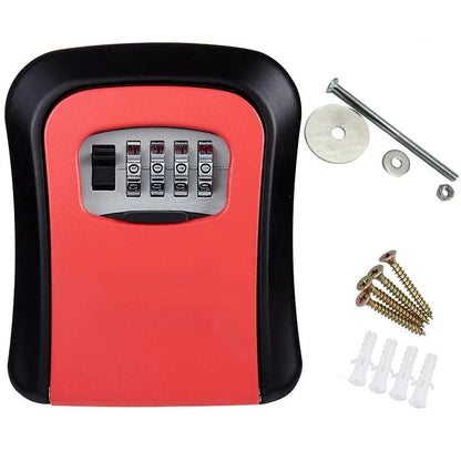 Wall Mount Key Lock Box 4 Digit Password Code Security Lock No Key for Home Office Key Safe Secret Storage Box Organizer