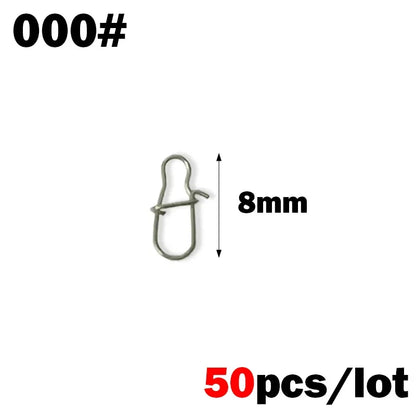 OUTKIT 50PCS Stainless Steel Pin Swivel Fishing Accessories Connector Lure Clip Rolling Swivels Sea Fishing Tackle