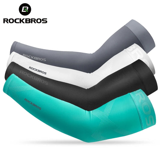 Calentadores de brazos para correr, acampar, baloncesto, correr, ciclismo, equipo de seguridad para deportes de verano, ROCKBROS Ice Fabric