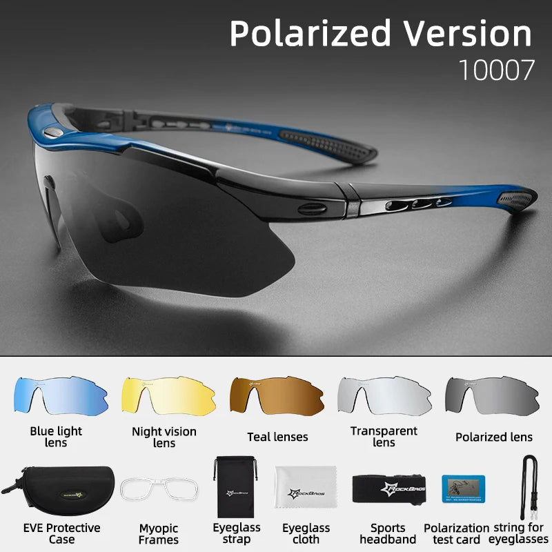 Gafas de ciclismo polarizadas ROCKBROS, gafas de sol deportivas para hombre, gafas de protección para ciclismo de montaña o carretera, 5 lentes