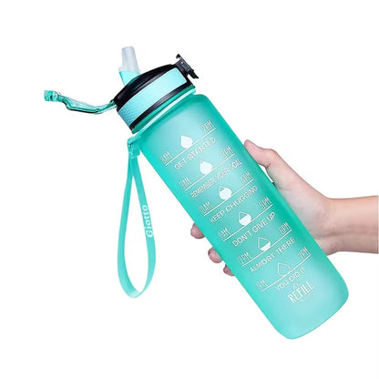 32 Oz Leakproof Water Bottles with Times to Drink and Straw Motivational Drinking Sports Water Bottle for Fitnes Gym Outdoor