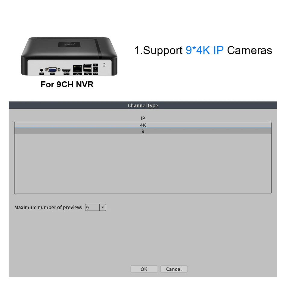 Smar H.265 CCTV NVR 8CH 9CH 16CH 32CH For 5MP 4K IP Camera Support Face Detection Email Alart Video DVR Recorder XMEYE APP Onvif