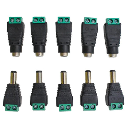 5pairs DC 12V Male Female Connectors 2.1*5.5mm Power Plug Adapter Jacks Sockets Connector For Signal Color LED Strip CCTV Camera