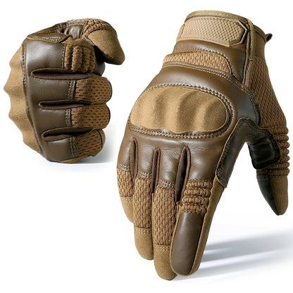 Guantes tácticos de cuero PU con pantalla táctil para ciclismo, de carcasa dura, para senderismo, combate, caza, airsoft, conducción, bicicleta, antideslizantes