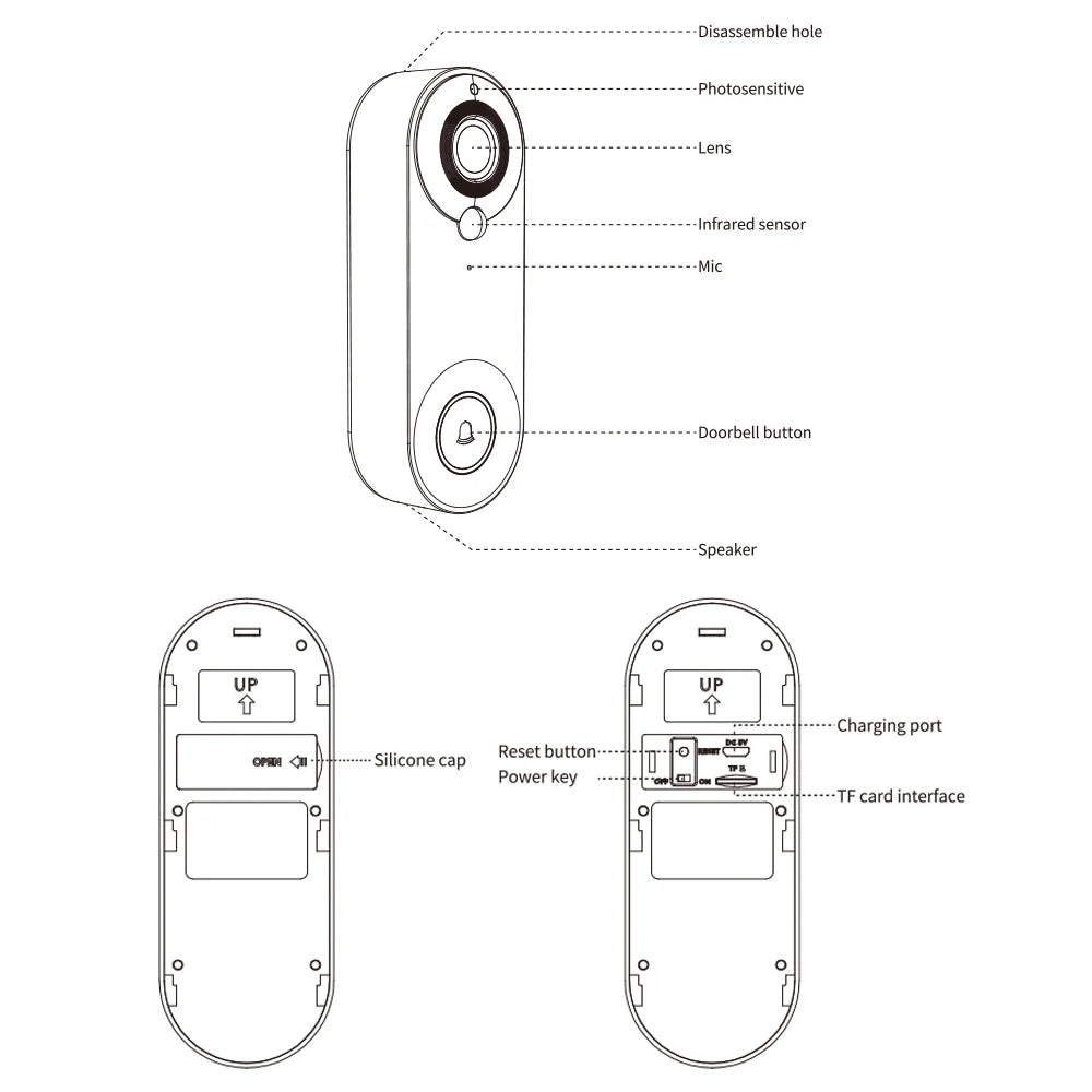 1080P Wireless Video Doorbell Camera WiFi Smart Door Bell Tuya Smart Home Security Motion Detect Night Vision Intercom Doorbell