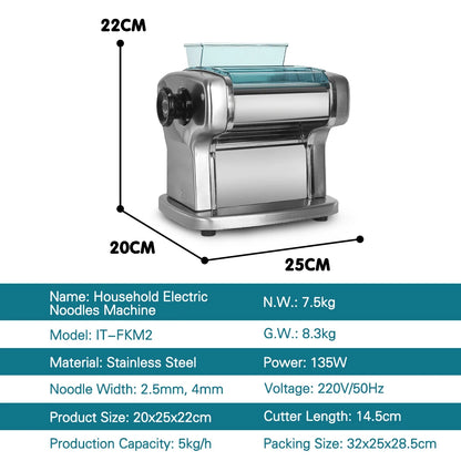 GZZT Electric Noodle Machine Multifunctional Pasta Maker Stainless Steel 2/3/4 Blades Household Commercial Dough Roller Press