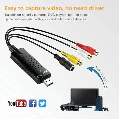 USB 2.0 Video Audio Converter Capture Card Easy Cap Video Audio Converter TV DVD VHS Audio Capture Adapter Card TV Video DVR