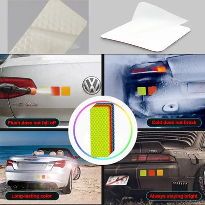 10pcs 3*8cm Car Bumper Reflective Stickers Reflective Warning Strip Tape Secure Reflector Stickers Decals Safety Warning