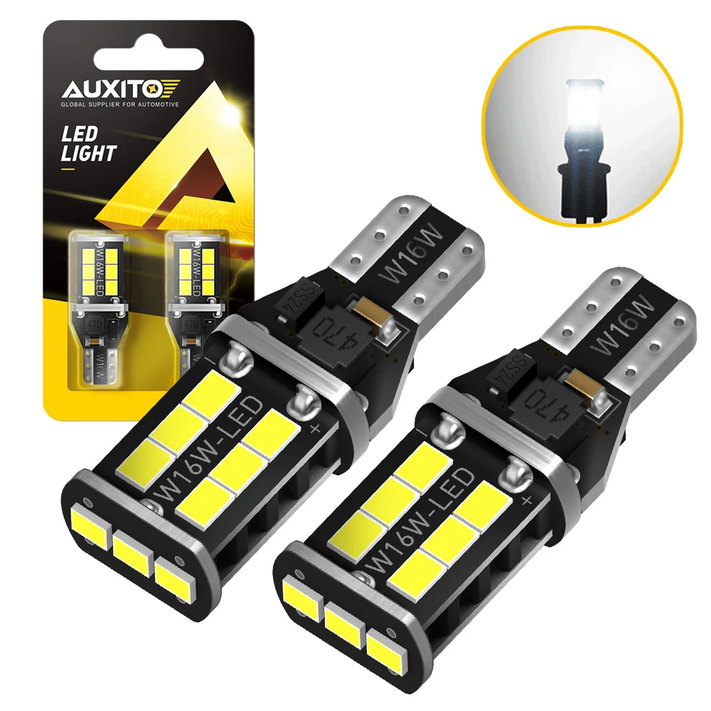 AUXITO 2 bombillas LED T15 W16W Canbus sin error 2835 SMD luz de marcha atrás 921 912 bombilla de xenón 6000K blanca para coche