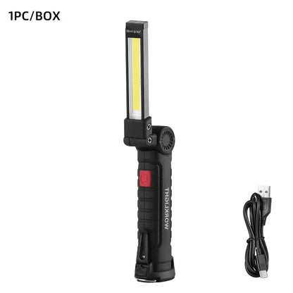 USB Rechargeable Camping LED Flashlight Work Light Magnet and Hook Waterproof Lighting Mode Suitable for Night Work