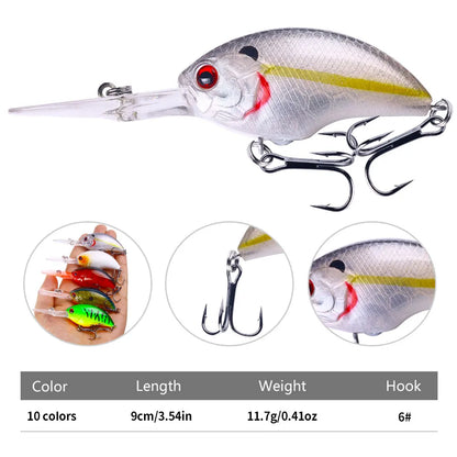 HENGJIA 13G 9CM Señuelos de pesca Rock Crank Bait Crankbait Minnow Bass Anzuelos triples Swim Hard Lure Baits Wobbler Long Big Tongue