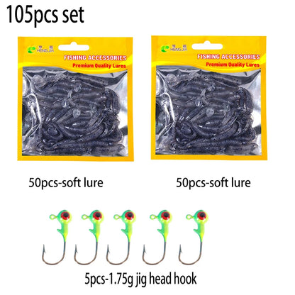 Hengjia 50pcs/Lot 4.5CM Small Soft Worm Swimbait T Tail Silicone Bait Wobbler Fishing Tackle for Carp Bass Pike