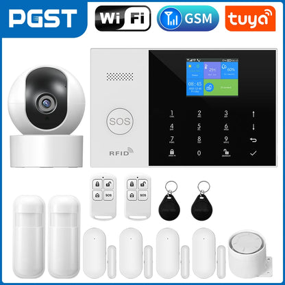 PGST Residential Tuya Smart Gsm Wifi Alarm System for Home Wireless Security Alarm House Smart Life App Control work with ALexa