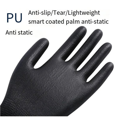 10 Pairs Durable Safety Gloves - Anti-Slip, Wear-Resistant, ESD Protection for Gardening & Woodworking