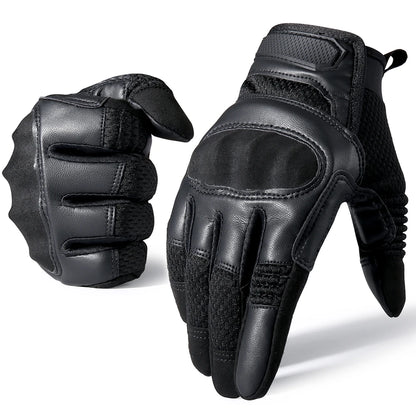 Guantes tácticos de cuero PU con pantalla táctil para ciclismo, de carcasa dura, para senderismo, combate, caza, airsoft, conducción, bicicleta, antideslizantes